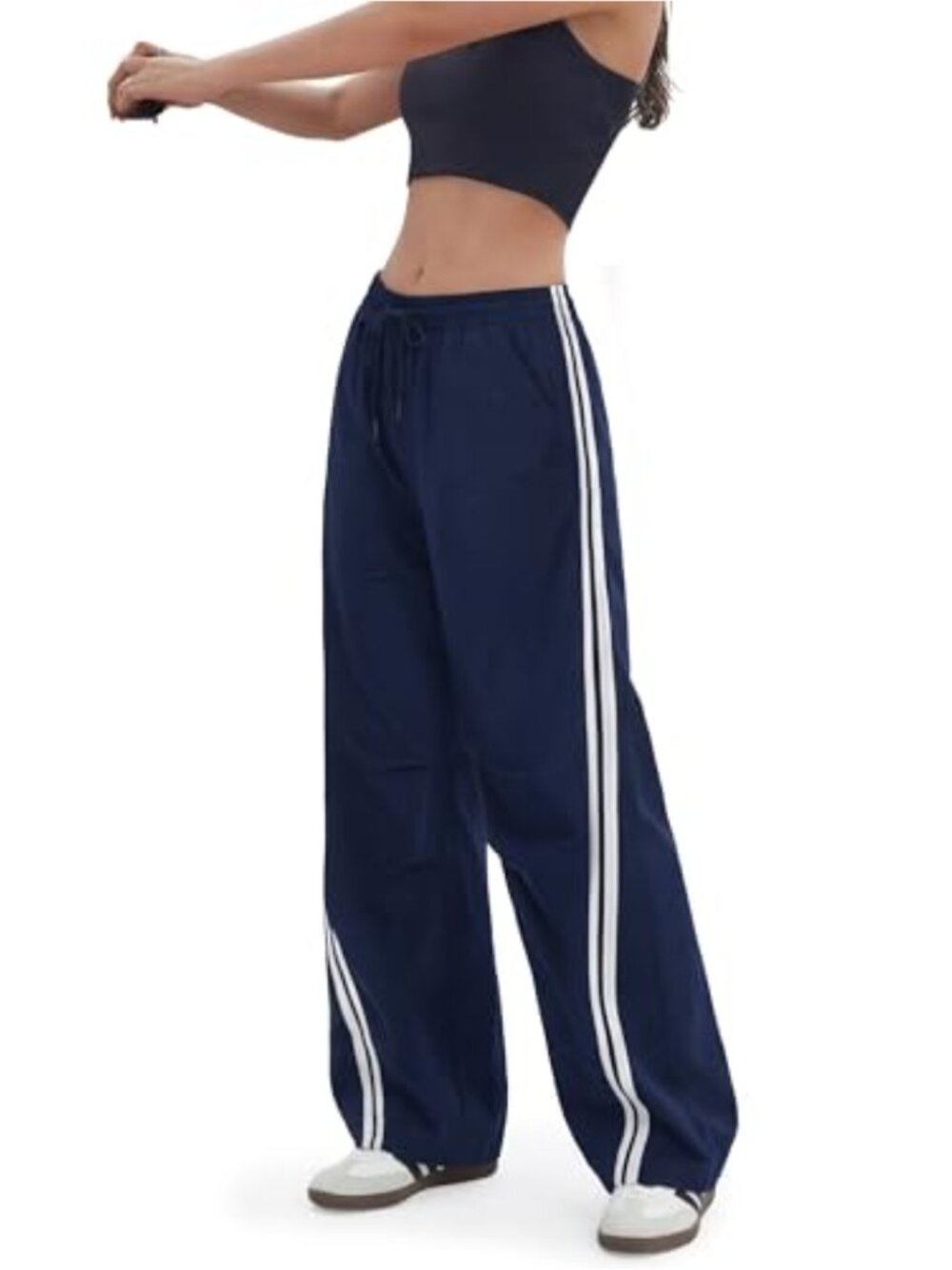 Women's Baggy Wide Leg Track Pants Y2K Parachute Elastic Waist Loose Fit